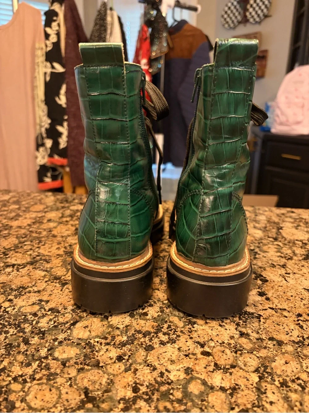 Chelsea & Violet green combat style boots 8